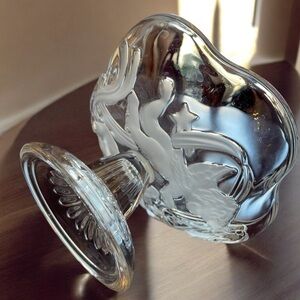 Mikasa small footed bowl with frosted Cupid, vintage, Valentines Day, no chips